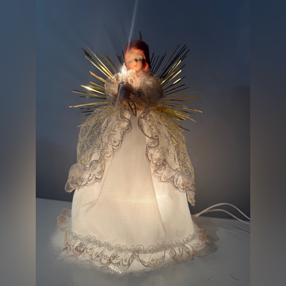 Vintage Angel Tree Topper with Gold Accents